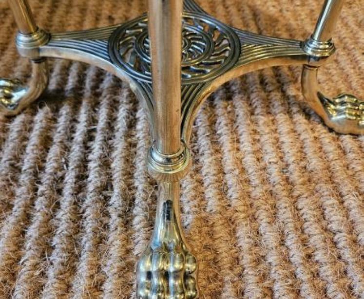 Victorian Brass Marble Topped Lamp or Plant Stand - Image 7