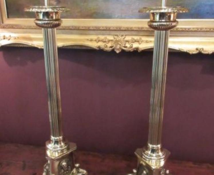 Pair of High Quality Edwardian Reeded Column Lamps - Image 1