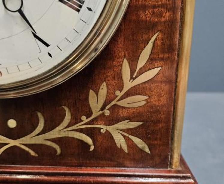 Victorian Brass Inlaid Mahogany Mantel Clock - Image 4