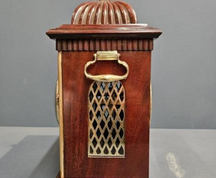 Victorian Brass Inlaid Mahogany Mantel Clock - Image 5