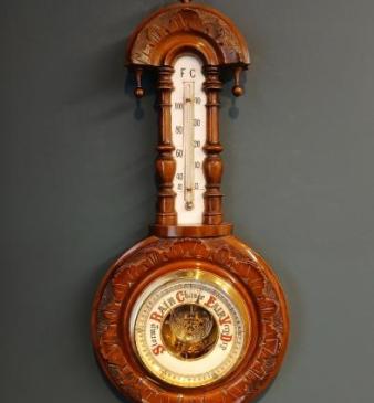 Victorian Walnut Pendant Banjo Barometer
