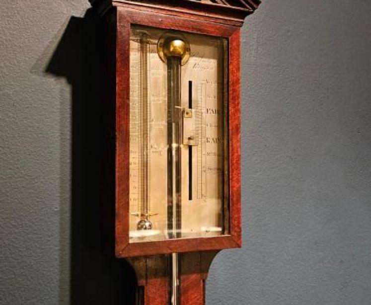 Georgian Mahogany Stick Barometer by H Andrews of Royston - Image 3