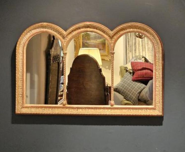 Early Victorian Timber Gilt Triple Arch Mirror - Image 1