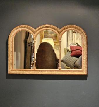Early Victorian Timber Gilt Triple Arch Mirror