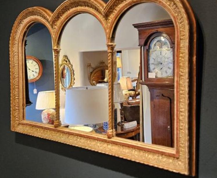 Early Victorian Timber Gilt Triple Arch Mirror - Image 7