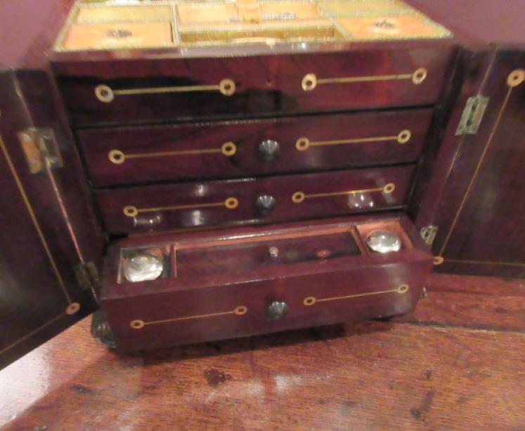 Early Victorian Rosewood Ladies Sewing & Jewel Casket - Image 3