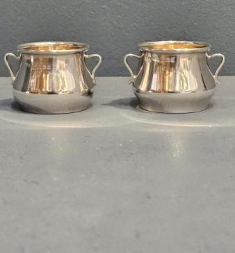 Pair of Edwardian Silver Cauldron Salts