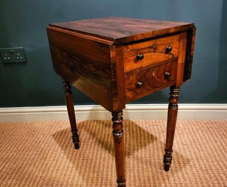 Regency Rosewood Drop Leaf Lamp or Occasional Table - Image 1