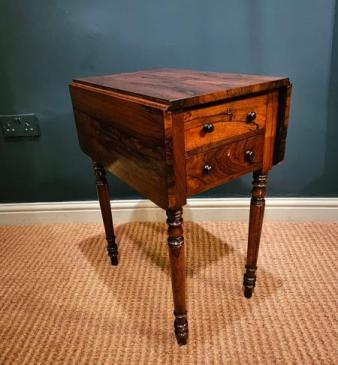 Regency Rosewood Drop Leaf Lamp or Occasional Table