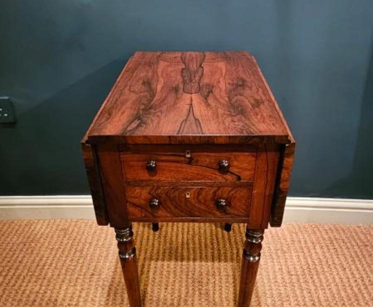 Regency Rosewood Drop Leaf Lamp or Occasional Table - Image 2