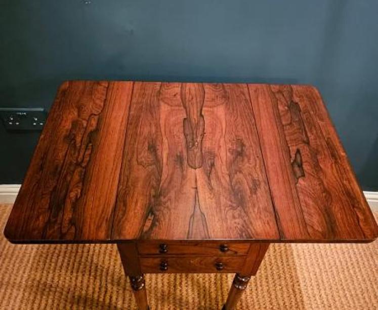 Regency Rosewood Drop Leaf Lamp or Occasional Table - Image 5