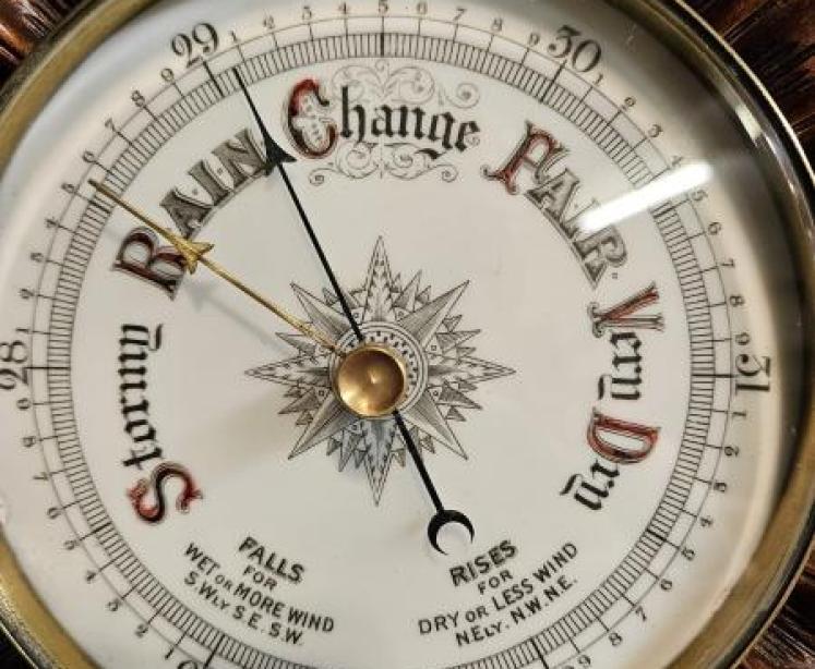 Victorian Carved Walnut Cased Aneroid Barometer - Image 4