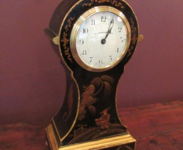 Superior Edwardian Chinoserie Lacquered Mantel Clock - Image 1