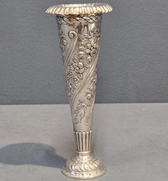 Victorian Silver Trumpet Vase by William Comyns