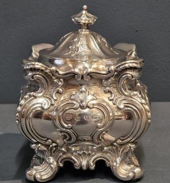Large Early Victorian Silver Tea Caddy