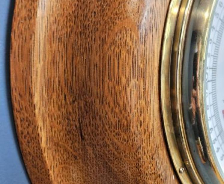 Large Victorian Turned Golden Oak Barometer - Image 4