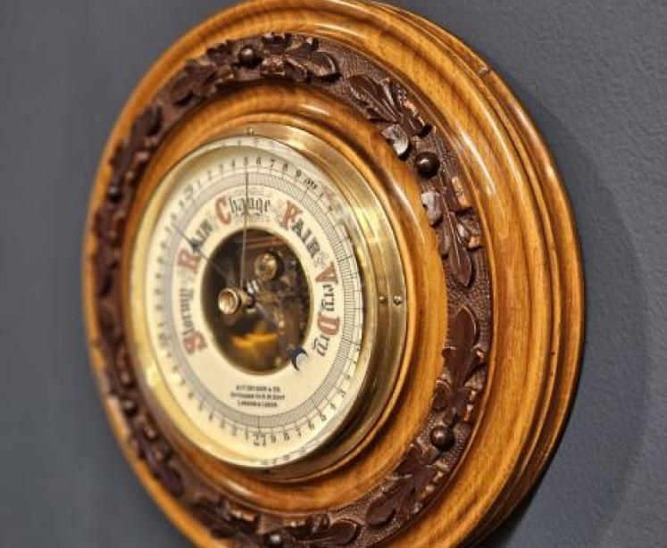 Aitchison Victorian Walnut Cased Aneroid Barometer - Image 1