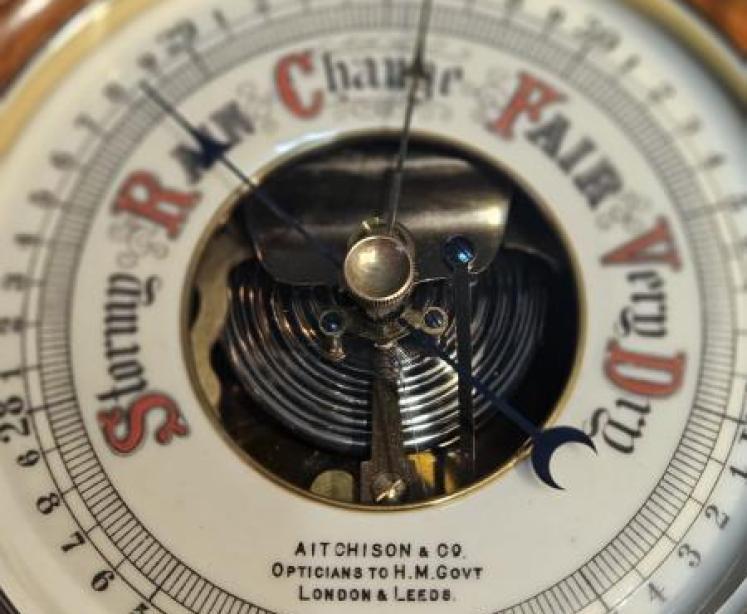 Aitchison Victorian Walnut Cased Aneroid Barometer - Image 5
