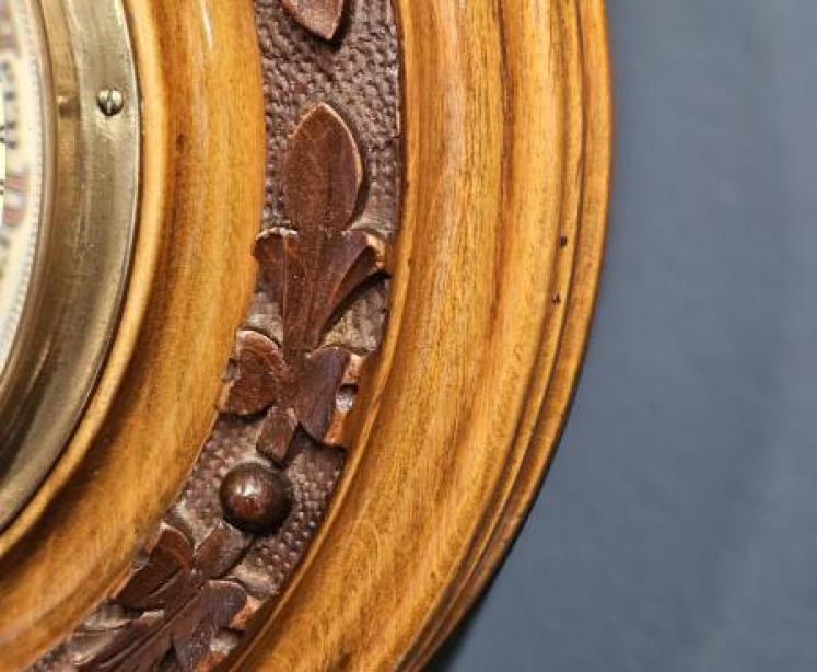 Aitchison Victorian Walnut Cased Aneroid Barometer - Image 6