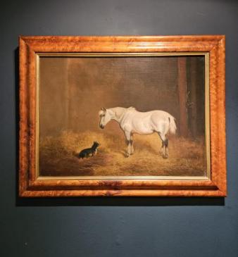 Victorian Oil Painting of a Grey Mare