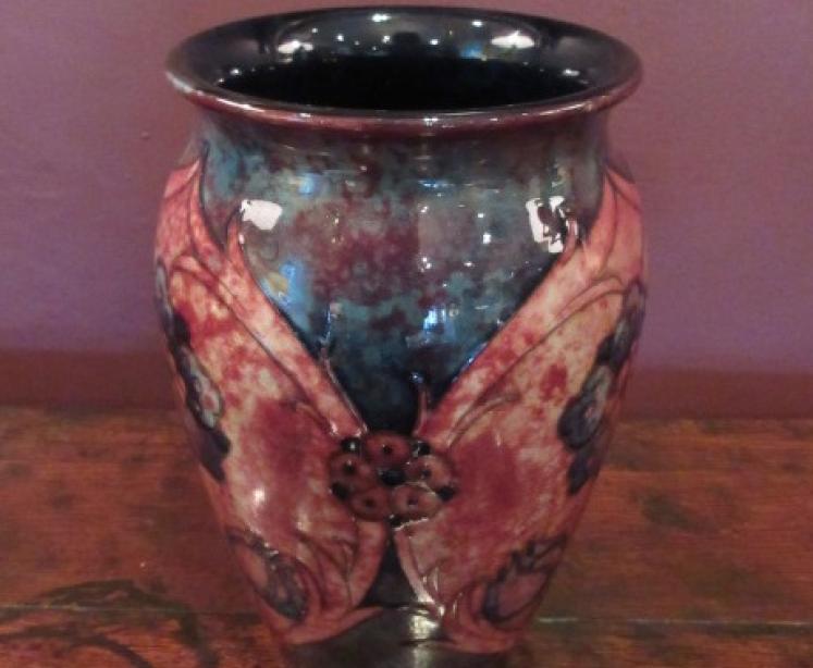 Rare Moorcroft Panelled Florian Flambe Vase - Image 5