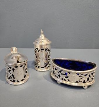 Superb Victorian Three Piece Silver Cruet