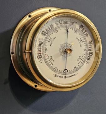 Superb Victorian Cast Brass Cased Ships Barometer 