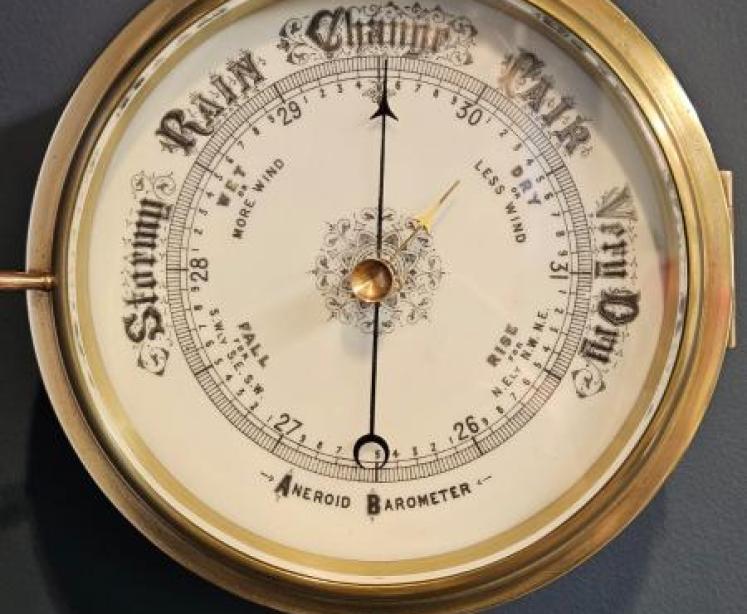 Superb Victorian Cast Brass Cased Ships Barometer  - Image 4