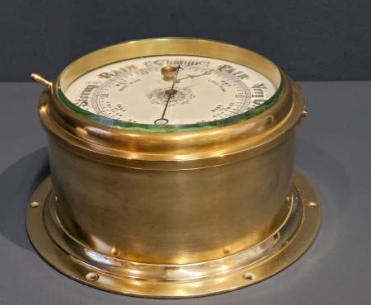Superb Victorian Cast Brass Cased Ships Barometer  - Image 6
