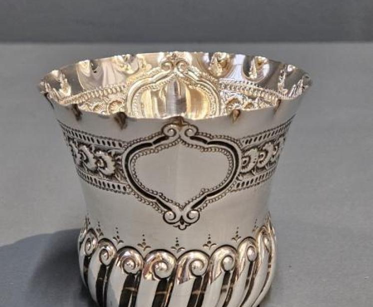 Victorian Embossed Silver Beaker - Image 1