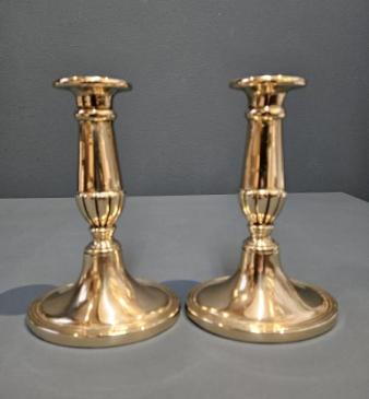 Pair of Regency Bell Metal Candlesticks