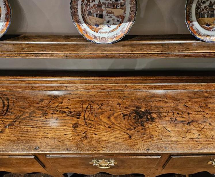 George III Oak Open Pot Board Dresser and Rack - Image 7