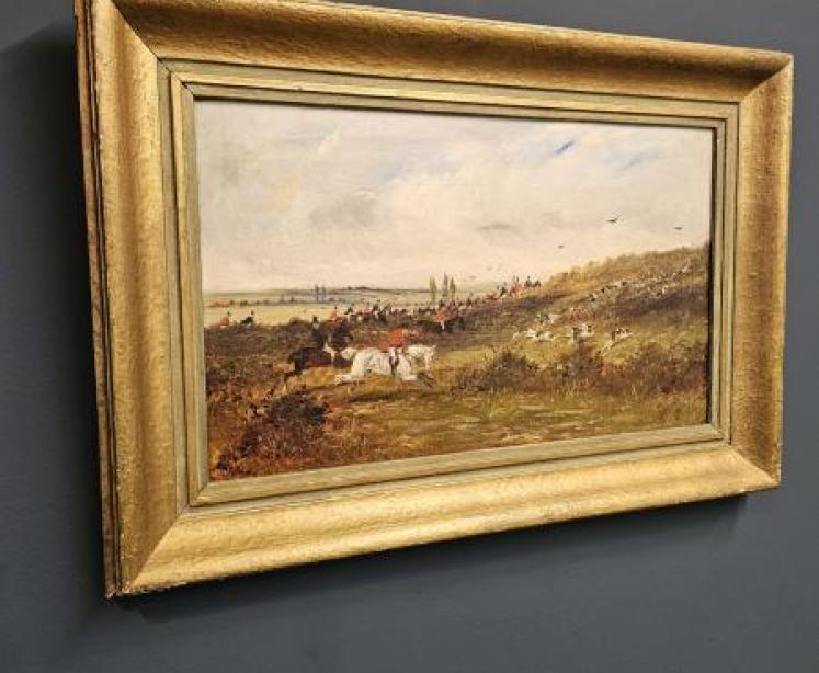 Mid Victorian Hunt Scene Oil on Canvas  - Image 4