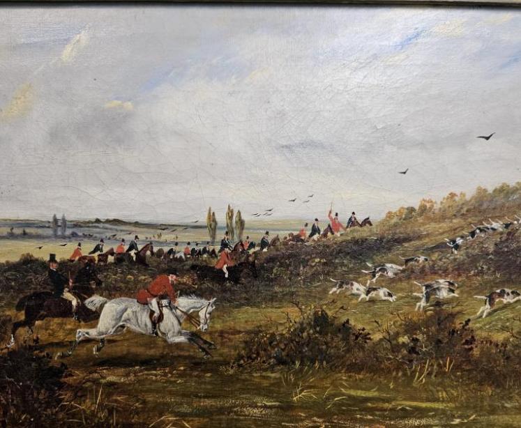 Mid Victorian Hunt Scene Oil on Canvas  - Image 5