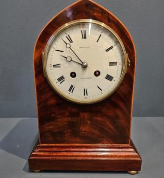 Edwardian Mahogany Gong Chiming Mantel Clock