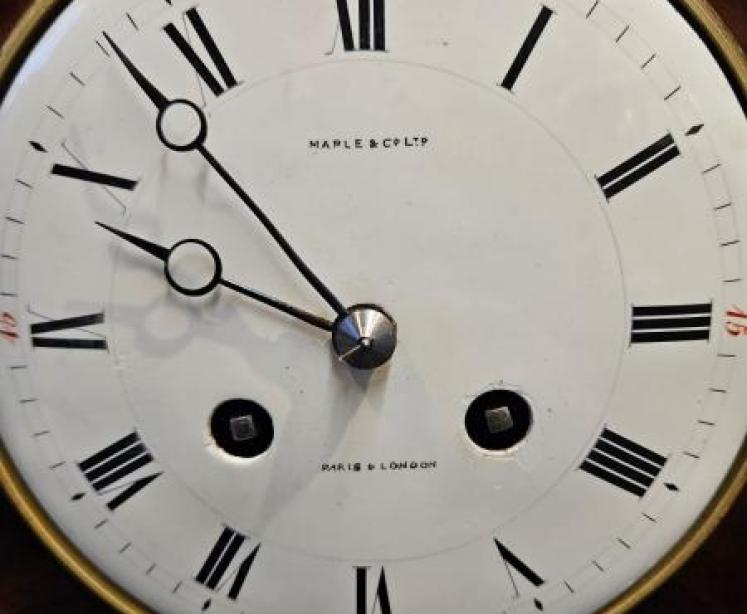 Edwardian Mahogany Gong Chiming Mantel Clock - Image 3