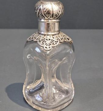 Victorian Silver Topped Glug Scent Bottle