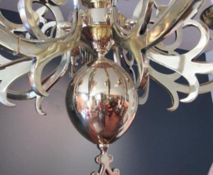 Arts & Crafts Period Solid Brass Chandelier - Image 2