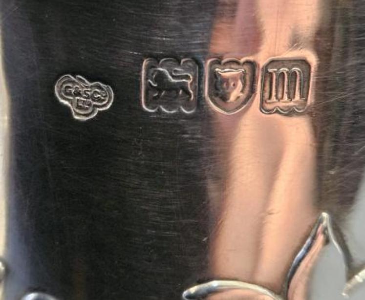 Edwardian Card Cut 6.5 Troy Oz Silver Mug - Image 4