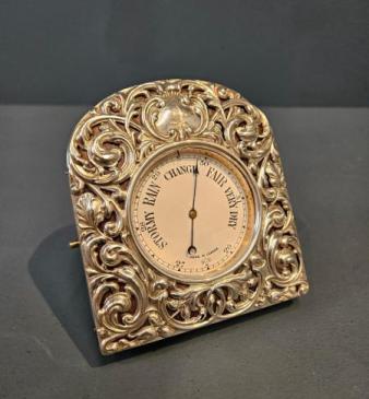 Victorian Silver Pocket Barometer Case with Barometer