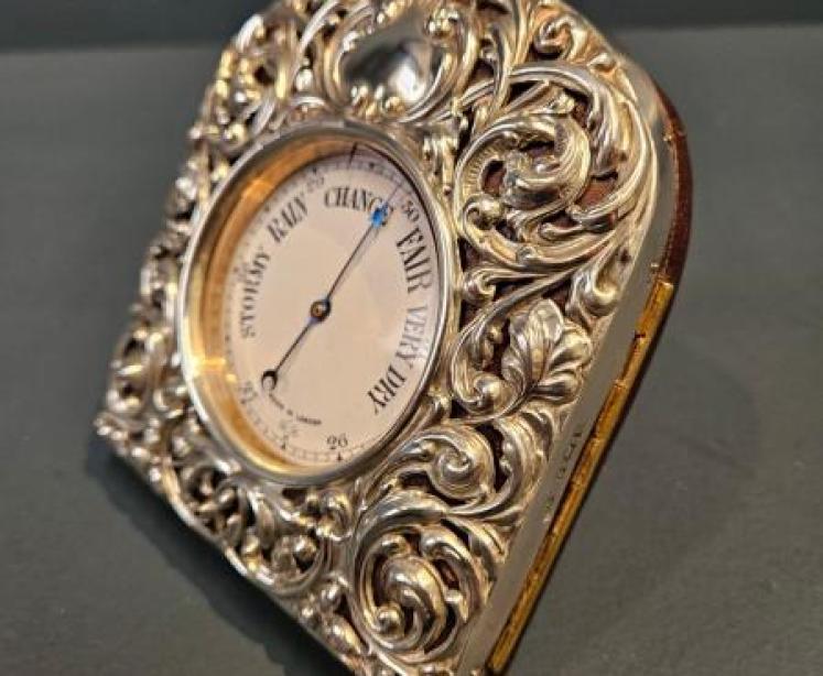 Victorian Silver Pocket Barometer Case with Barometer - Image 2