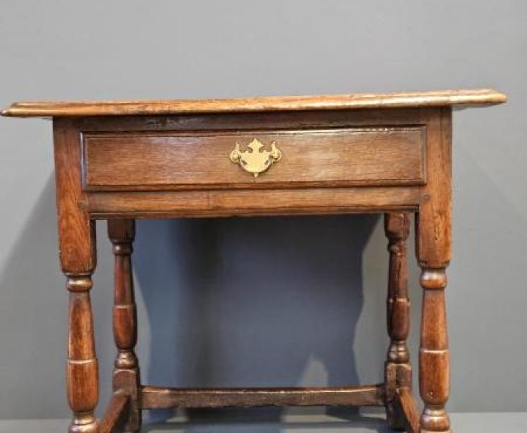 Unusual Low Proportioned George II Oak Side Table - Image 2