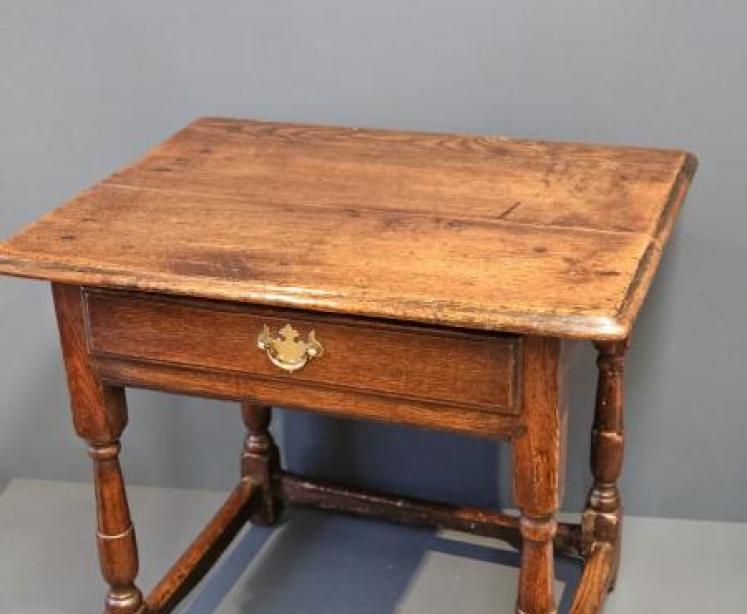 Unusual Low Proportioned George II Oak Side Table - Image 6