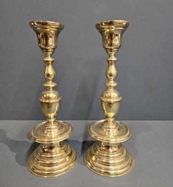 Victorian circular base Brass Candlesticks