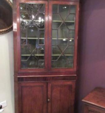George III Period Oak & Mahogany Double Corner Cupboard