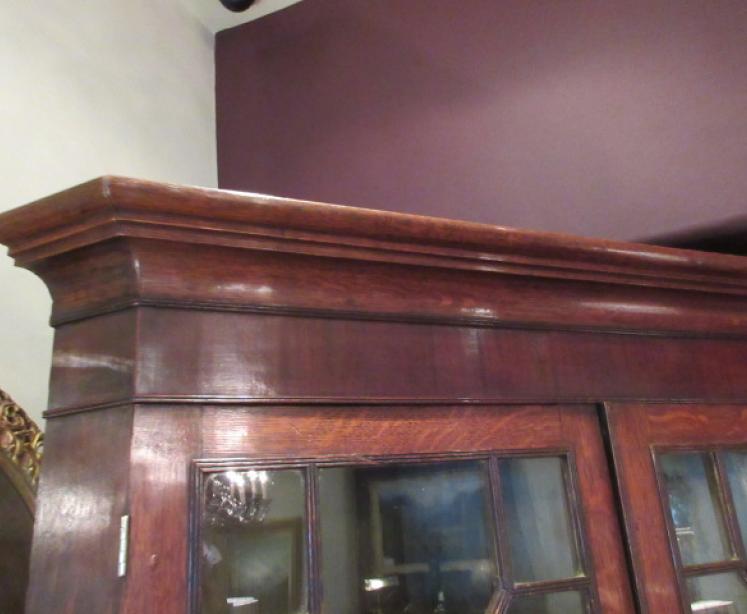 George III Period Oak & Mahogany Double Corner Cupboard - Image 4