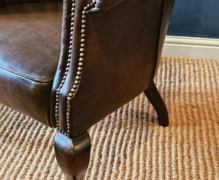 Superb Victorian Leather Button Back Arm Chair - Image 4