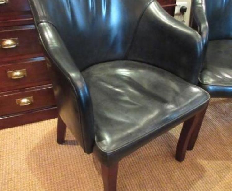 Pair of 1920's Dark Green Leather Club Armchairs - Image 3
