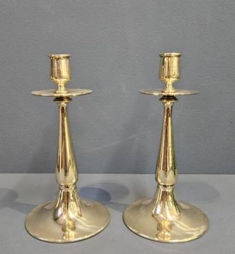 Pair of Solid Brass Art Nouveau Candlesticks 