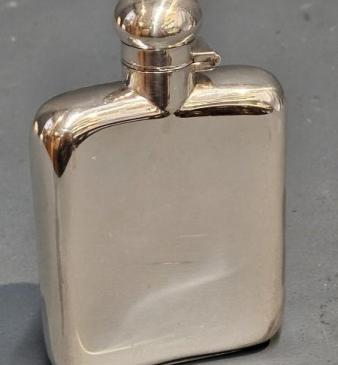George V Curved Silver Hip Flask